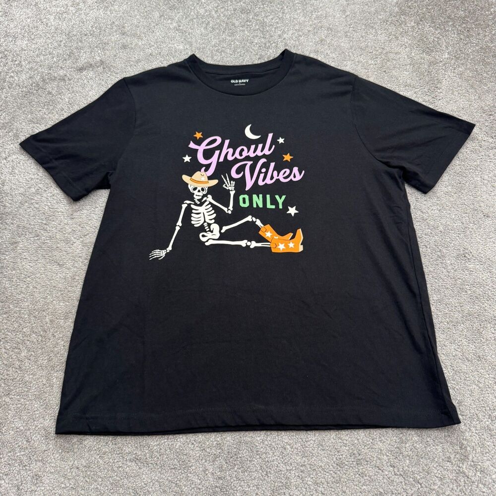 Old Navy Ghoul Vibes Only Core Halloween Graphic T-Shirt Men Large Black Tee NWT